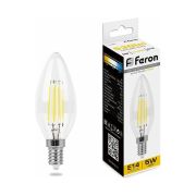 Лампа светодиодная LED 5вт Е14 теплый свеча FILAMENT