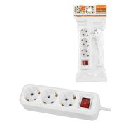 Удлинитель 3 гнезда. 3 метра. с/з. выкл.16 А. 3680 Вт. белый. НАРОДНЫЙ