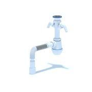 Сифон для мойки АНИ Грот 1 1/2'X40 c двумя отводами для стиральной и посудомоечной машины с гибкой трубой 40х40/50