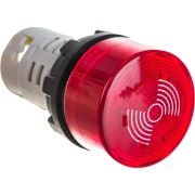 Зуммер моноблочный, красный цвет, с подсветкой светодиодом, 90 db, серия MB, 220В AC, IP50