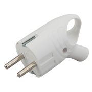 Вилка с/з угловая с кольцом 16 A белая 24/480/5760 Vx4-W