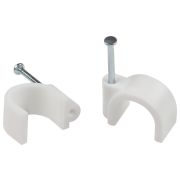 Скоба пластиковая крепежная круглая 16 мм белая NO-224-575 (50 шт/уп)