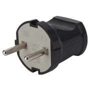 Вилка б/з прямая 10A черная Vx1-B 24/480/5760