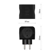 Тройник 4 гнезда, без заземл черный 10/60/2640 SP-4-B