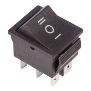 Выключатель клавишный 250V 15А (6c) ON-OFF-ON черный с нейтралью