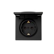 Розетка 1-м ОП LETO с заземл. с крышкой LETO ПБТ черн. бархат LEZARD 752-4200-123B