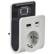 Адаптер Т-03/01 1 место 2P+PE 16А 2хUSB A+C 20Вт с подставкой бело-черный IEK