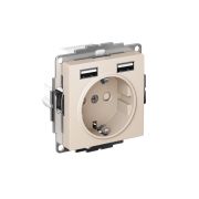 РОЗЕТКА ATLASDESIGN 16А c 2 USB A+A, 5В/2,4А, 2х5В/1,2А, механизм, БЕЖЕВЫЙ