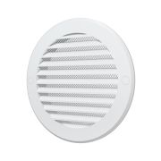 Решетка вентиляционная круглая с пластиковой сеткой D136 вытяжная, из ABS пластика, с фланцем D100