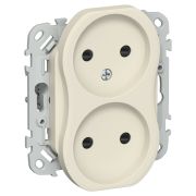 FLITE Розетка 2-местная без заземления с защитными шторками безвинтовое крепление 10А РСш02-1-ФлСл сливочный IEK