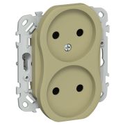 FLITE Розетка 2-местная без заземления без защитных шторок безвинтовое крепление 10А РС02-1-ФлО оливковый IEK