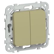 FLITE Выключатель 2-клавишный 10А ВС12-1-0-ФлО оливковый IEK