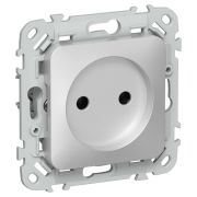 FLITE Розетка без заземления без защитных шторок безвинтовое крепление 10А РС01-1-ФлА алюминий IEK