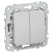 FLITE Выключатель 2-клавишный 10А ВС12-1-0-ФлА алюминий IEK