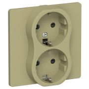 FLITE Розетка 2-местная с заземлением с защитными шторками безвинтовое крепление 16А в сборе РСш12-1-К-ФлО оливковый IEK