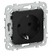 FLITE Розетка с заземлением с защитными шторками 16А РСш11-0-ФлЧ черный IEK