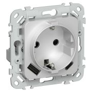 FLITE Розетка 1-местная с заземлением с защитными шторками 16А с USB A+C 20Вт безвинтовое крепление РСЮшс11-1-ФлА алюминий IEK