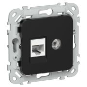 FLITE Розетка 2-местная RJ45/TV категория 5Е UTP РКТВ5е-2-0-ФлЧ черный IEK