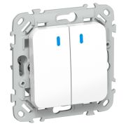 FLITE Выключатель 2-клавишный проходной с индикацией 10А ВС62-1-1-ФлБ белый IEK