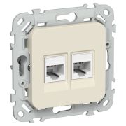 FLITE Розетка 2-местная компьютерная RJ45 категория 5Е UTP РК5е-2-0-ФлСл сливочный IEK