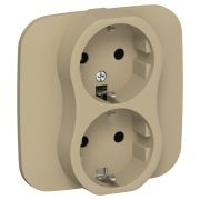FLITE Розетка 2-местная с заземлением без защитных шторок безвинтовое крепление 16А в сборе РС12-1-А-ФлХ хаки IEK