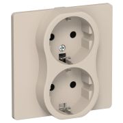 FLITE Розетка 2-местная с заземлением без защитных шторок безвинтовое крепление 16А в сборе РС12-1-К-ФлЛ льняной IEK
