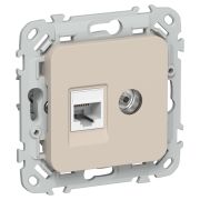 FLITE Розетка 2-местная RJ45/TV категория 5Е UTP РКТВ5е-2-0-ФлЛ льняной IEK