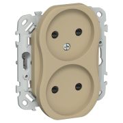 FLITE Розетка 2-местная без заземления с защитными шторками безвинтовое крепление 10А РСш02-1-ФлХ хаки IEK