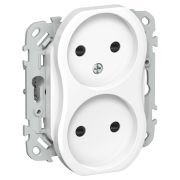 FLITE Розетка 2-местная без заземления с защитными шторками безвинтовое крепление 10А РСш02-1-ФлБ белый IEK