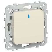 FLITE Выключатель 1-клавишный проходной с индикацией 10А ВС61-1-1-ФлСл сливочный IEK