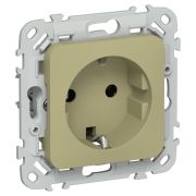 FLITE Розетка с заземлением без защитных шторок безвинтовое крепление 16А РС11-1-ФлО оливковый IEK