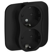 FLITE Розетка 2-местная с заземлением с защитными шторками безвинтовое крепление 16А в сборе РСш12-1-А-ФлЧ черный IEK