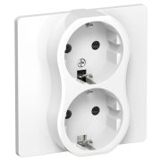 FLITE Розетка 2-местная с заземлением с защитными шторками 16А в сборе РСш12-0-К-ФлБ белый IEK