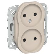 FLITE Розетка 2-местная без заземления с защитными шторками безвинтовое крепление 10А РСш02-1-ФлЛ льняной IEK