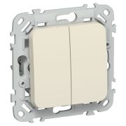 FLITE Выключатель 2-клавишный 10А ВС12-1-0-ФлСл сливочный IEK