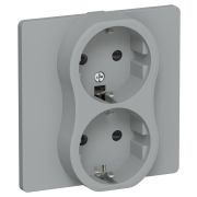 FLITE Розетка 2-местная с заземлением с защитными шторками безвинтовое крепление 16А в сборе РСш12-1-К-ФлС серый IEK