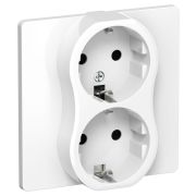 FLITE Розетка 2-местная с заземлением без защитных шторок безвинтовое крепление 16А в сборе РС12-1-К-ФлБ белый IEK