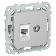 FLITE Розетка 2-местная RJ45/TV категория 5Е UTP РКТВ5е-2-0-ФлА алюминий IEK