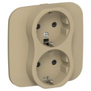 FLITE Розетка 2-местная с заземлением с защитными шторками безвинтовое крепление 16А в сборе РСш12-1-А-ФлХ хаки IEK