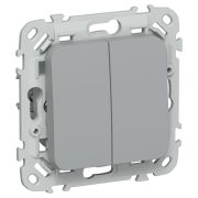 FLITE Выключатель 2-клавишный 10А ВС12-1-0-ФлС серый IEK