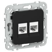 FLITE Розетка 2-местная RJ45/RJ11 категория 5Е/3 UTP РКТ5е/3-2-0-ФлЧ черный IEK