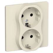 FLITE Розетка 2-местная с заземлением без защитных шторок безвинтовое крепление 16А в сборе РС12-1-К-ФлСл сливочный IEK