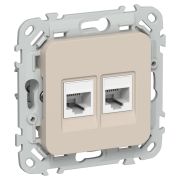 FLITE Розетка 2-местная компьютерная RJ45 категория 5Е UTP РК5е-2-0-ФлЛ льняной IEK