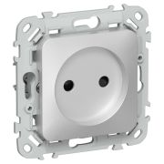 FLITE Розетка без заземления с защитными шторками безвинтовое крепление 10А РСш01-1-ФлА алюминий IEK