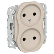 FLITE Розетка 2-местная без заземления без защитных шторок безвинтовое крепление 10А РС02-1-ФлЛ льняной IEK