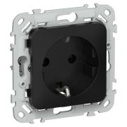 FLITE Розетка с заземлением без защитных шторок безвинтовое крепление 16А РС11-1-ФлЧ черный IEK