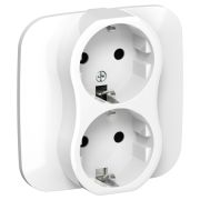 FLITE Розетка 2-местная с заземлением без защитных шторок безвинтовое крепление 16А в сборе РС12-1-А-ФлБ белый IEK