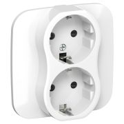 FLITE Розетка 2-местная с заземлением с защитными шторками 16А в сборе РСш12-0-А-ФлБ белый IEK