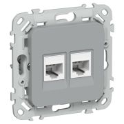 FLITE Розетка 2-местная компьютерная RJ45 категория 5Е UTP РК5е-2-0-ФлС серый IEK