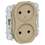 FLITE Розетка 2-местная без заземления без защитных шторок безвинтовое крепление 10А РС02-1-ФлХ хаки IEK